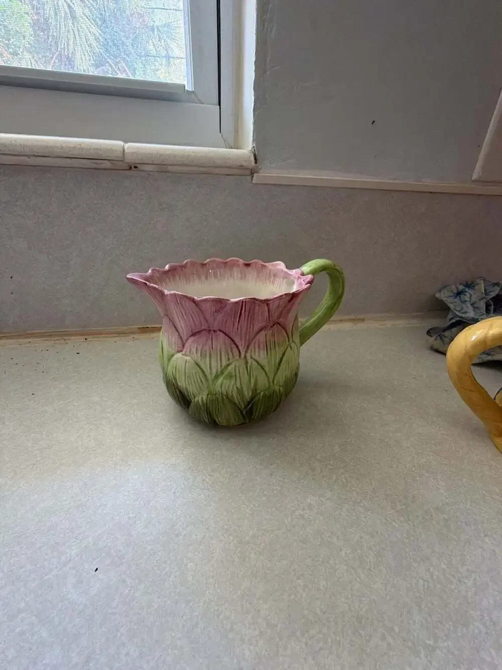 VINTAGE FITZ & FLOYD 1988 GARDEN ARTICHOKE VEGETABLE PITCHER 3 CUP 4.25”